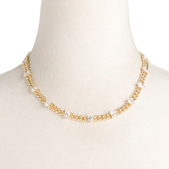 KENDRA SCOTT Cailin Crystal Chain Gold Embellished Gold Plated Zirconia Necklace - Picture 2 of 6